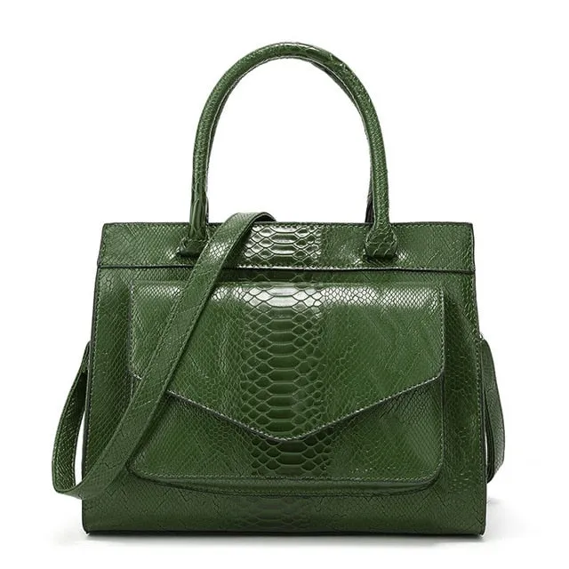 Luxury CrocTex PU Leather Shoulder Bag