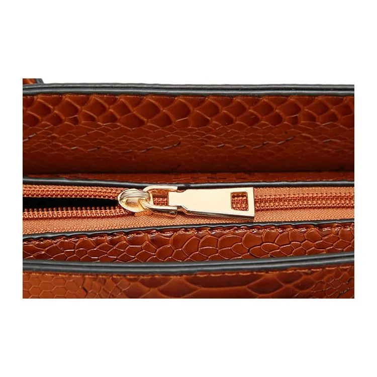 Luxury CrocTex PU Leather Shoulder Bag