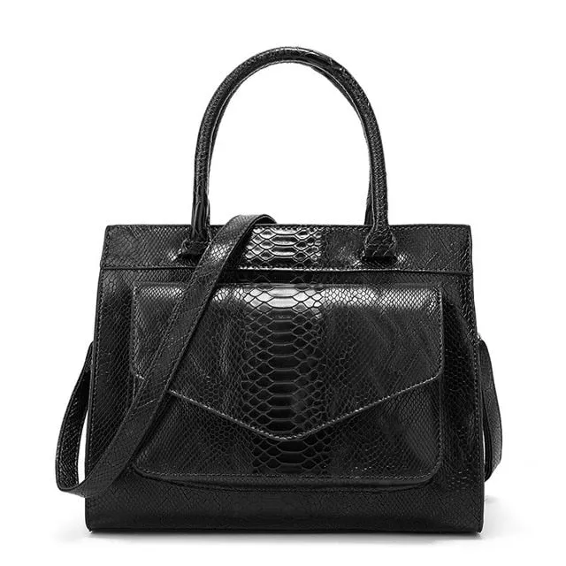Luxury CrocTex PU Leather Shoulder Bag