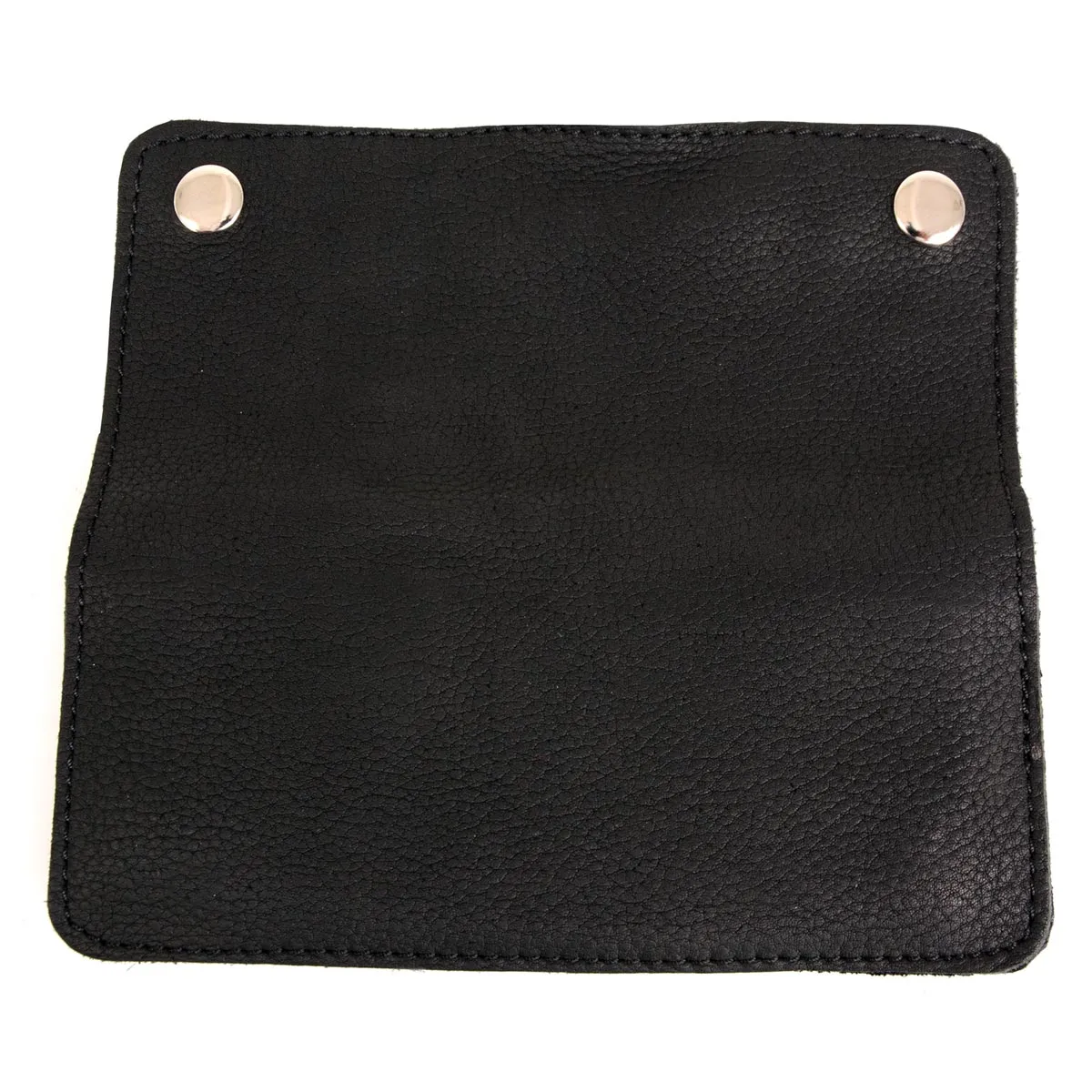 Milwaukee Leather MLW7889 Men's 7.5 Black Naked Leather Soft Biker Wallet - Bi-Fold Anti-Theft Stainless Steel Chain