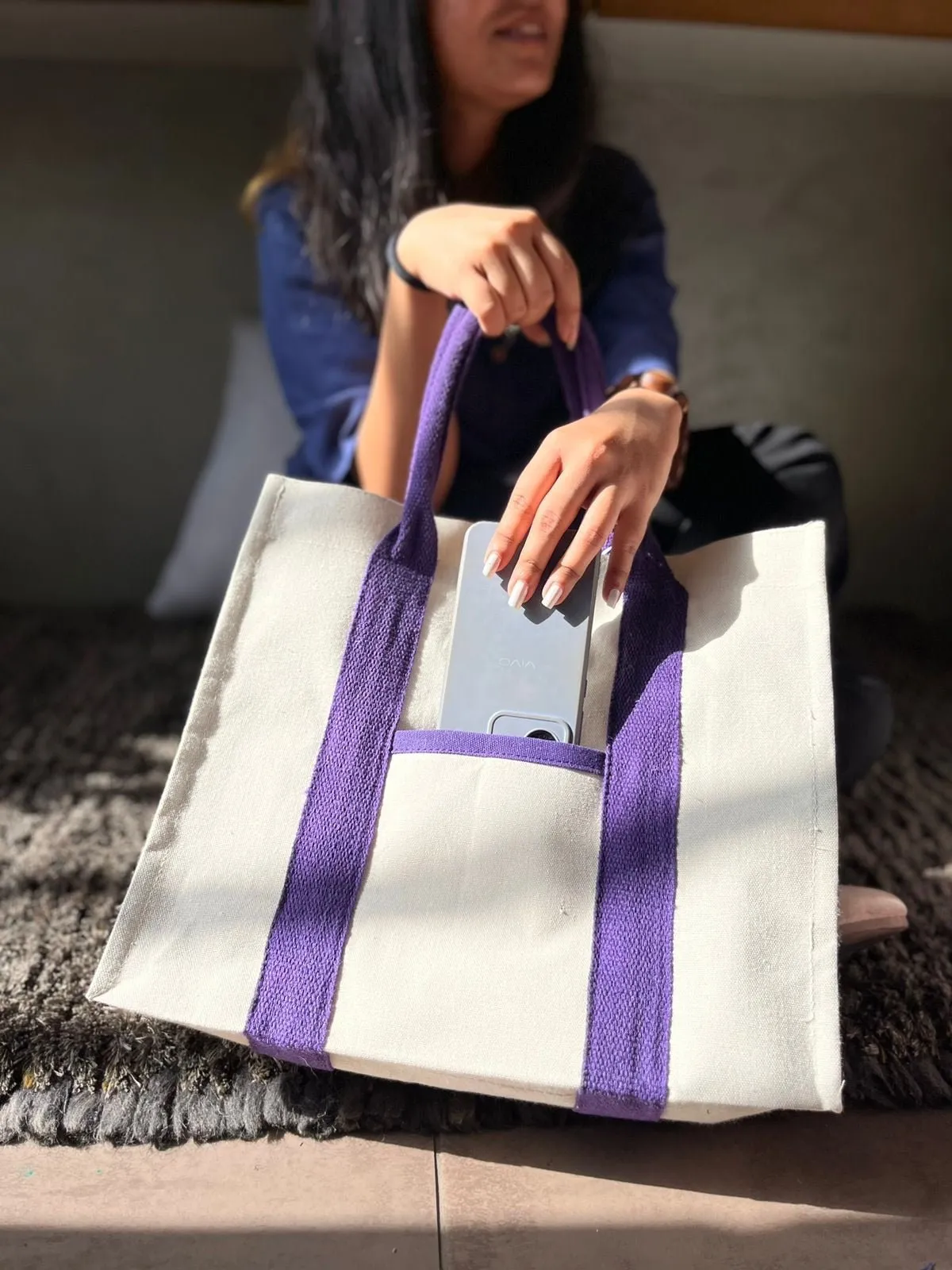 Mindful Canvas Tote Bag-Cat Print