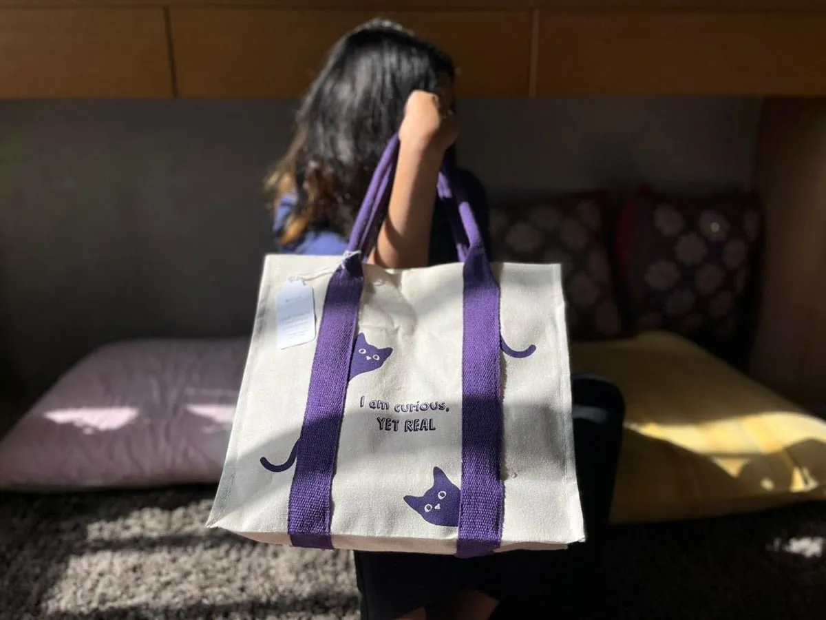 Mindful Canvas Tote Bag-Cat Print