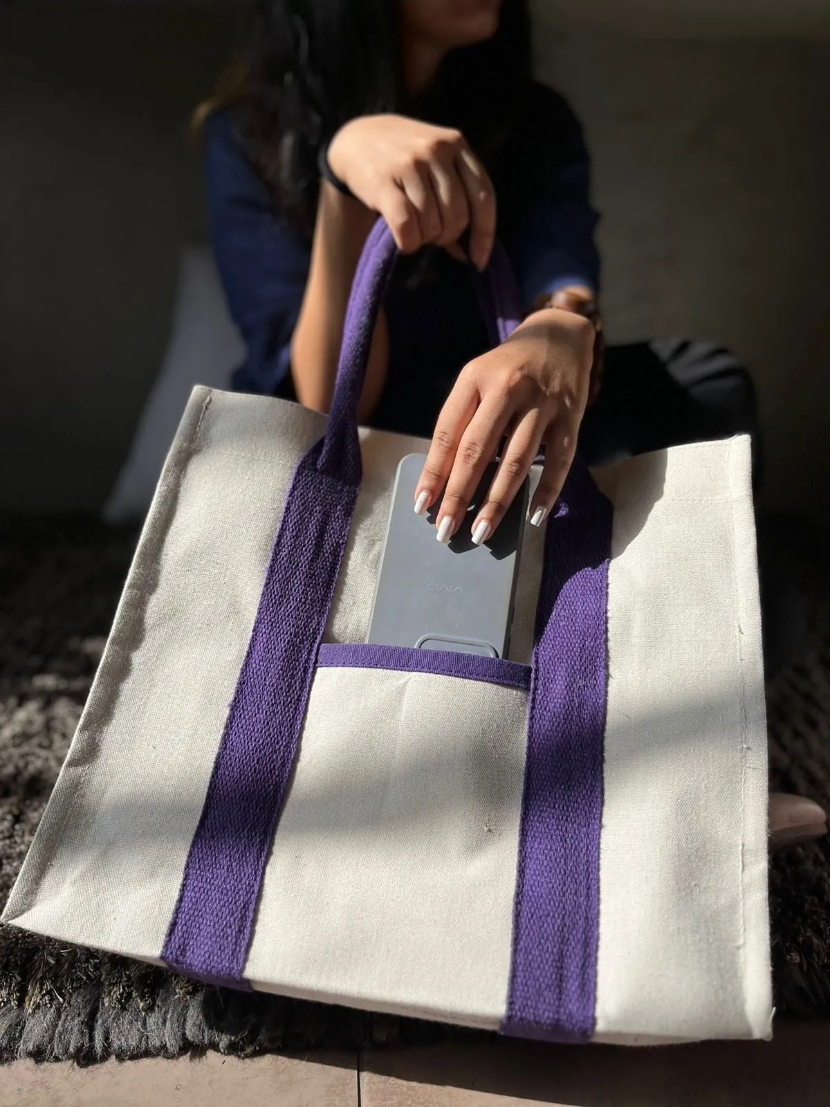 Mindful Canvas Tote Bag-Cat Print