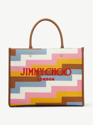 Multi Avenue Print canvas tote bag with embroidered logo