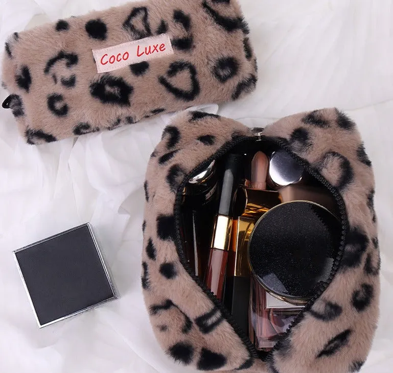 New Plush European and American Style Autumn and Winter Fashion Leopard Print Versatile Zipper Small Square Bag