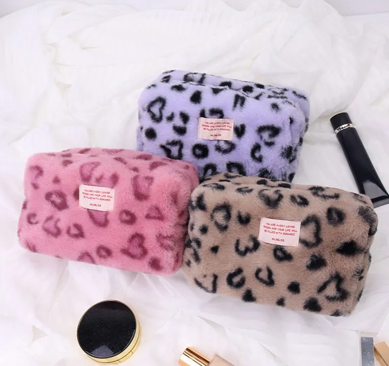 New Plush European and American Style Autumn and Winter Fashion Leopard Print Versatile Zipper Small Square Bag