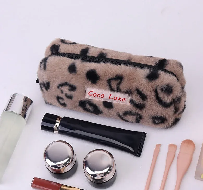New Plush European and American Style Autumn and Winter Fashion Leopard Print Versatile Zipper Small Square Bag
