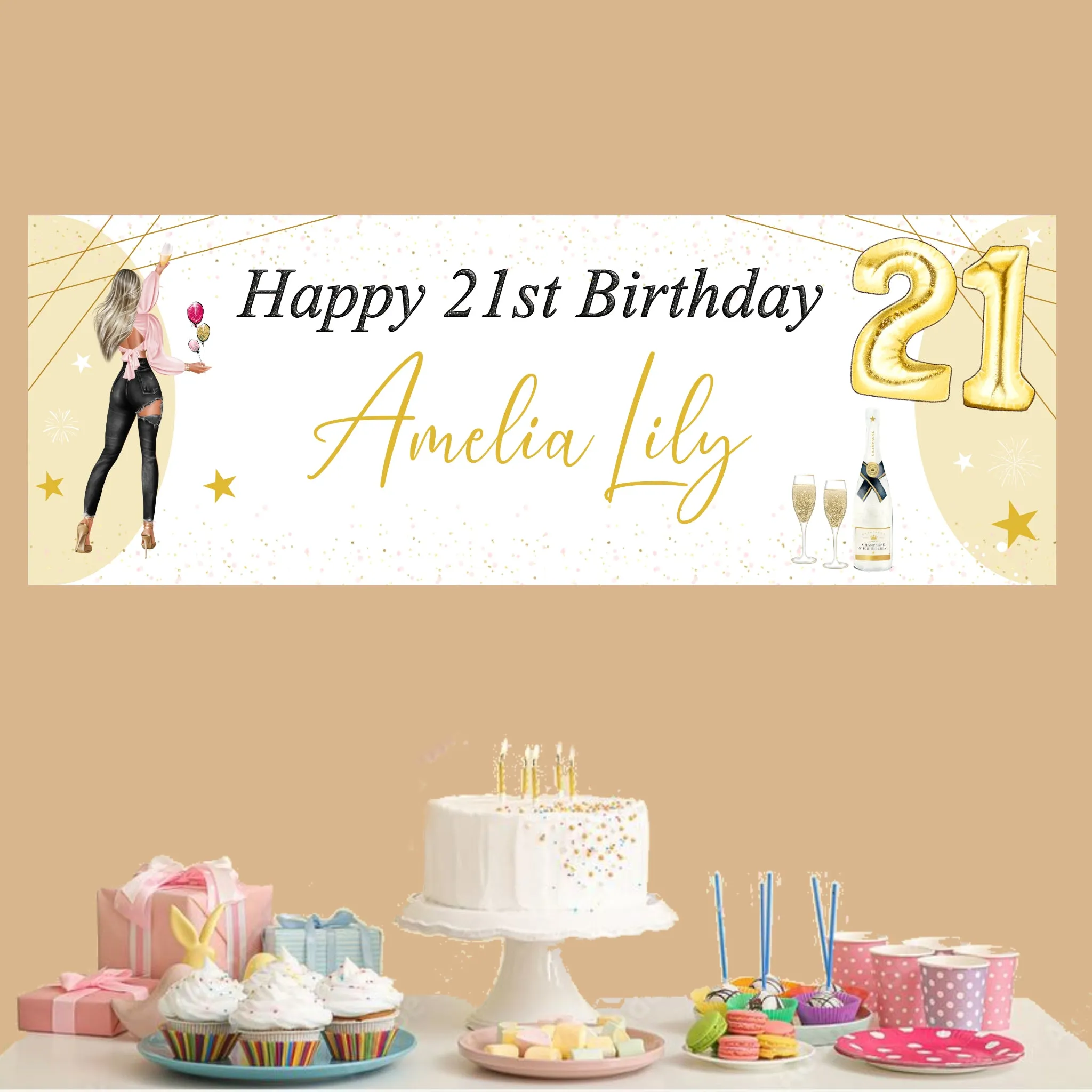 Personalised Birthday Card Party Girl Black Jeans