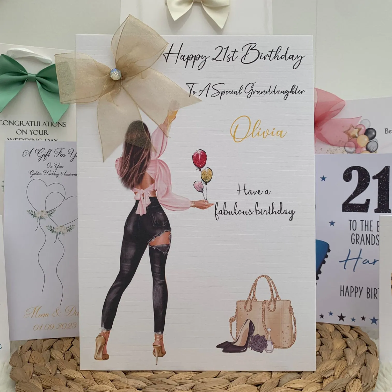 Personalised Birthday Card Party Girl Black Jeans