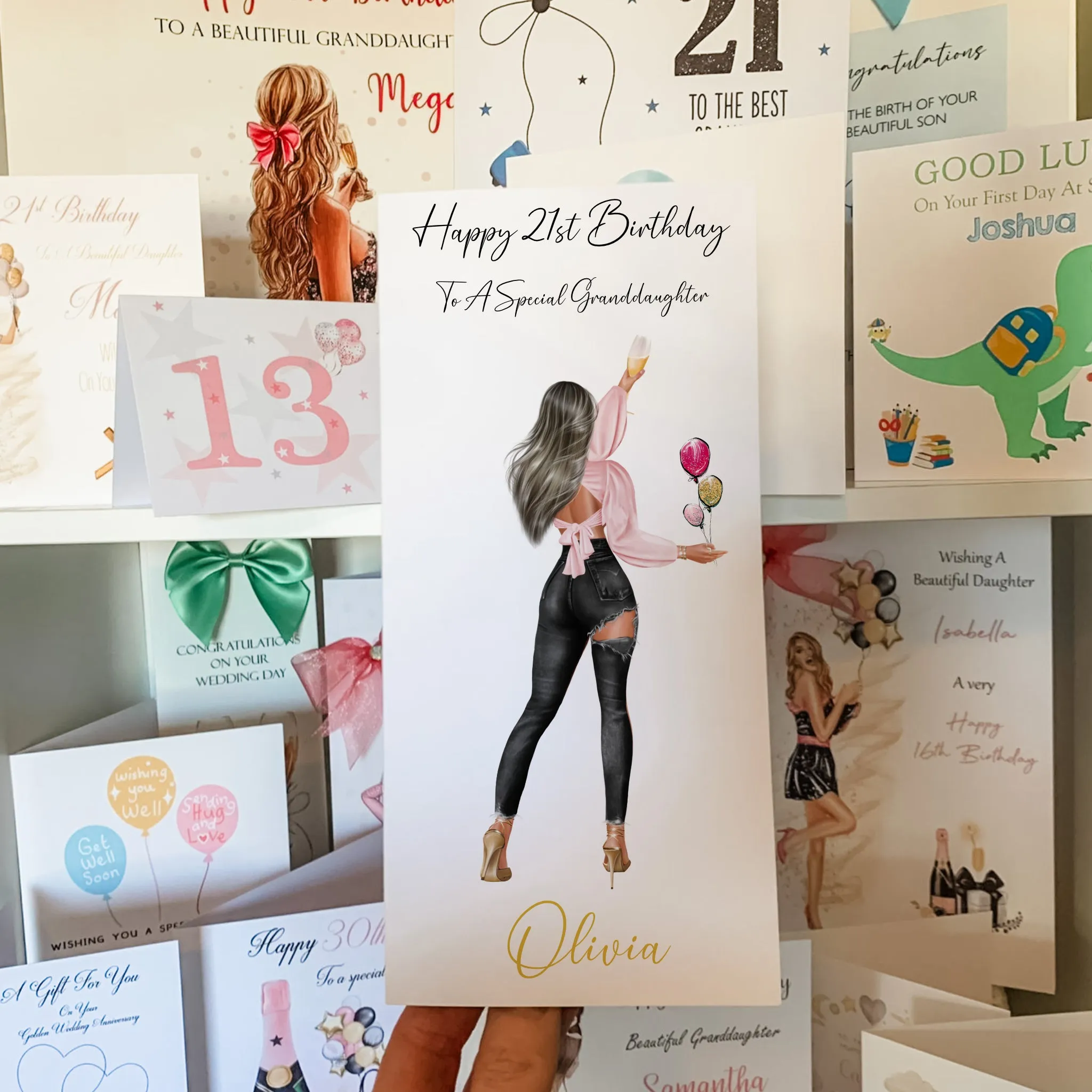 Personalised Birthday Card Party Girl Black Jeans