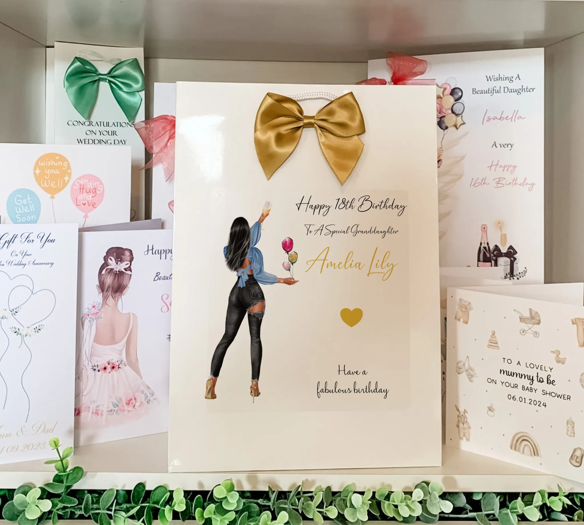 Personalised Birthday Card Party Girl Black Jeans