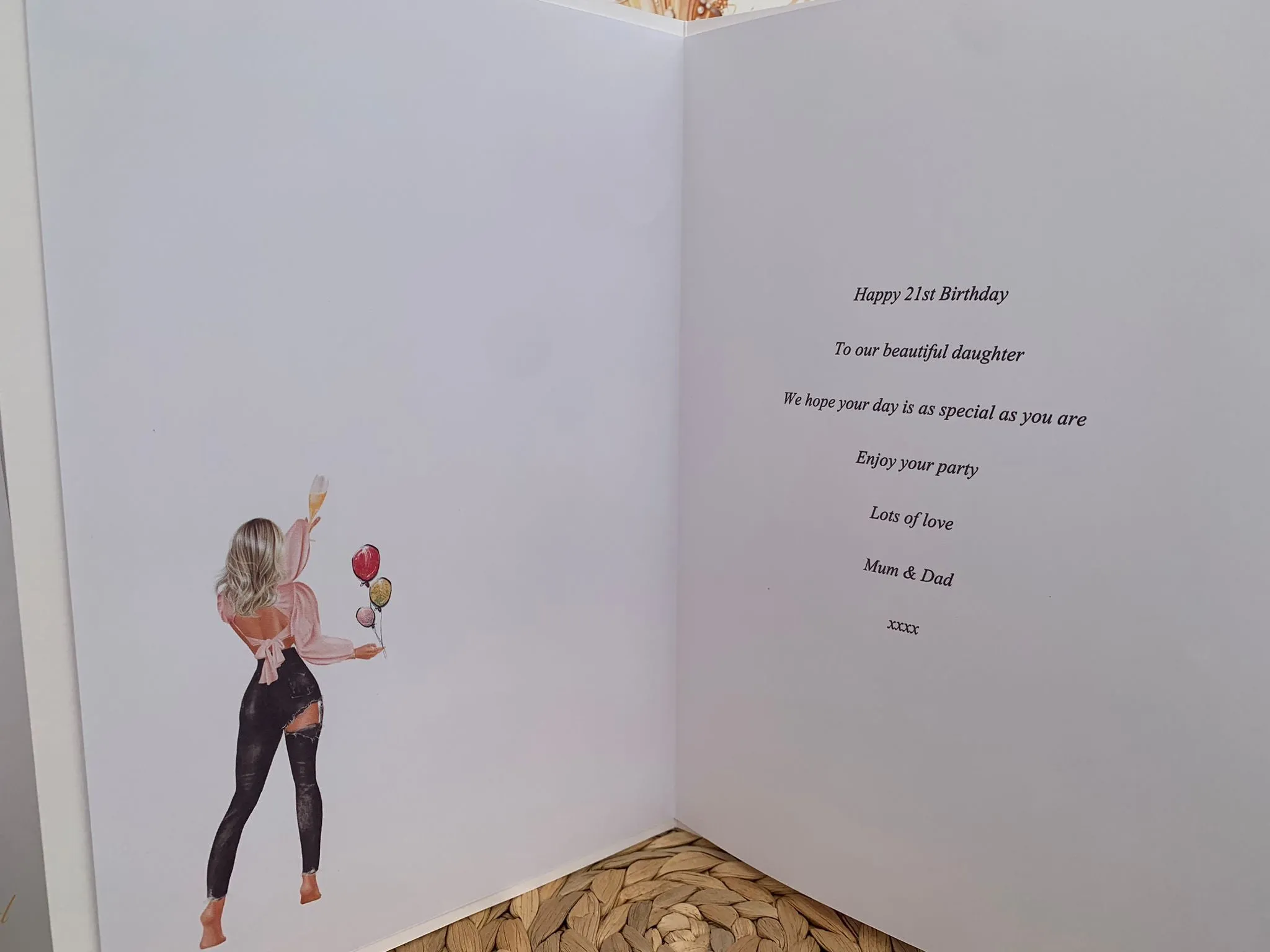 Personalised Birthday Card Party Girl Black Jeans