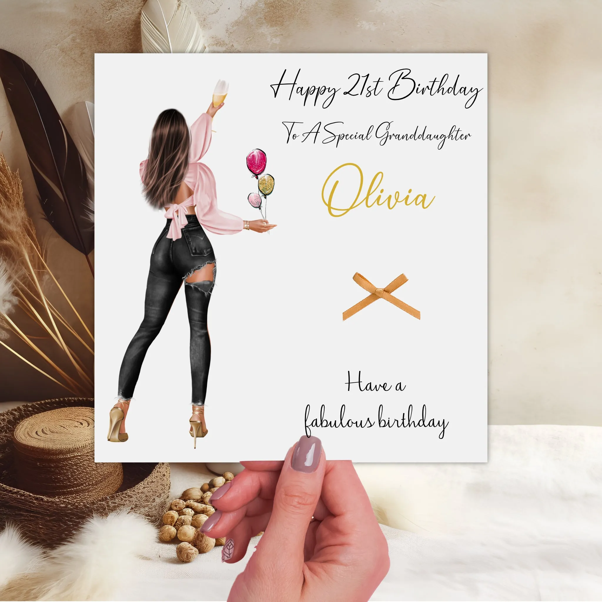Personalised Birthday Card Party Girl Black Jeans