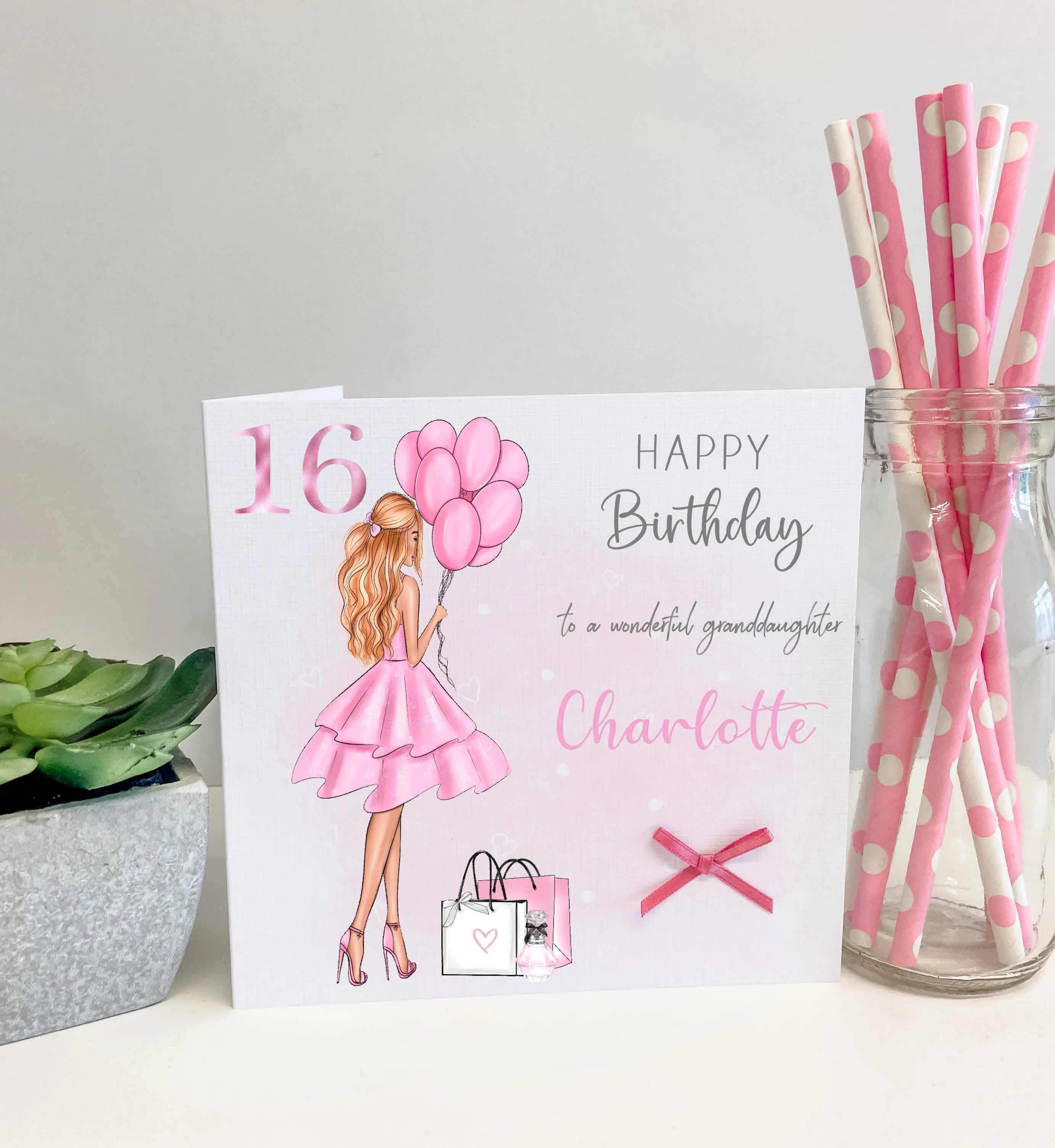 Personalised Birthday Gift Wrap Girl Pink Dress