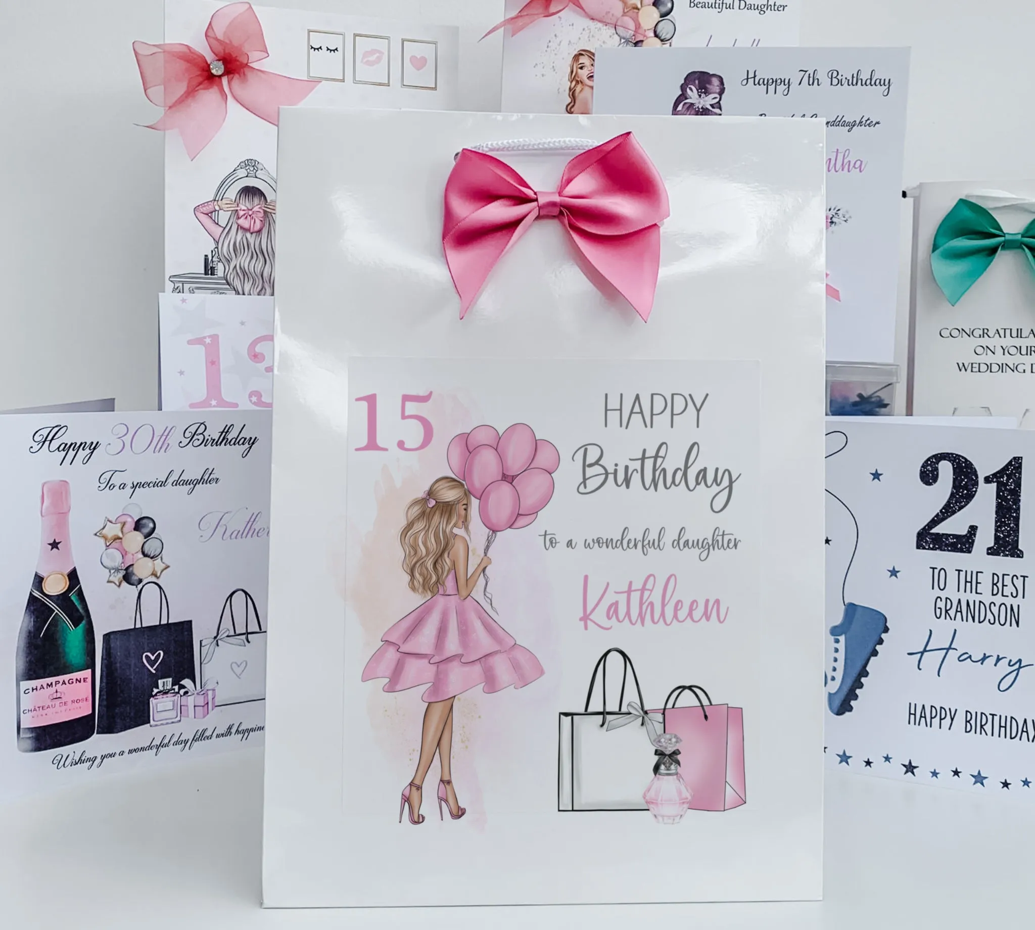 Personalised Birthday Gift Wrap Girl Pink Dress