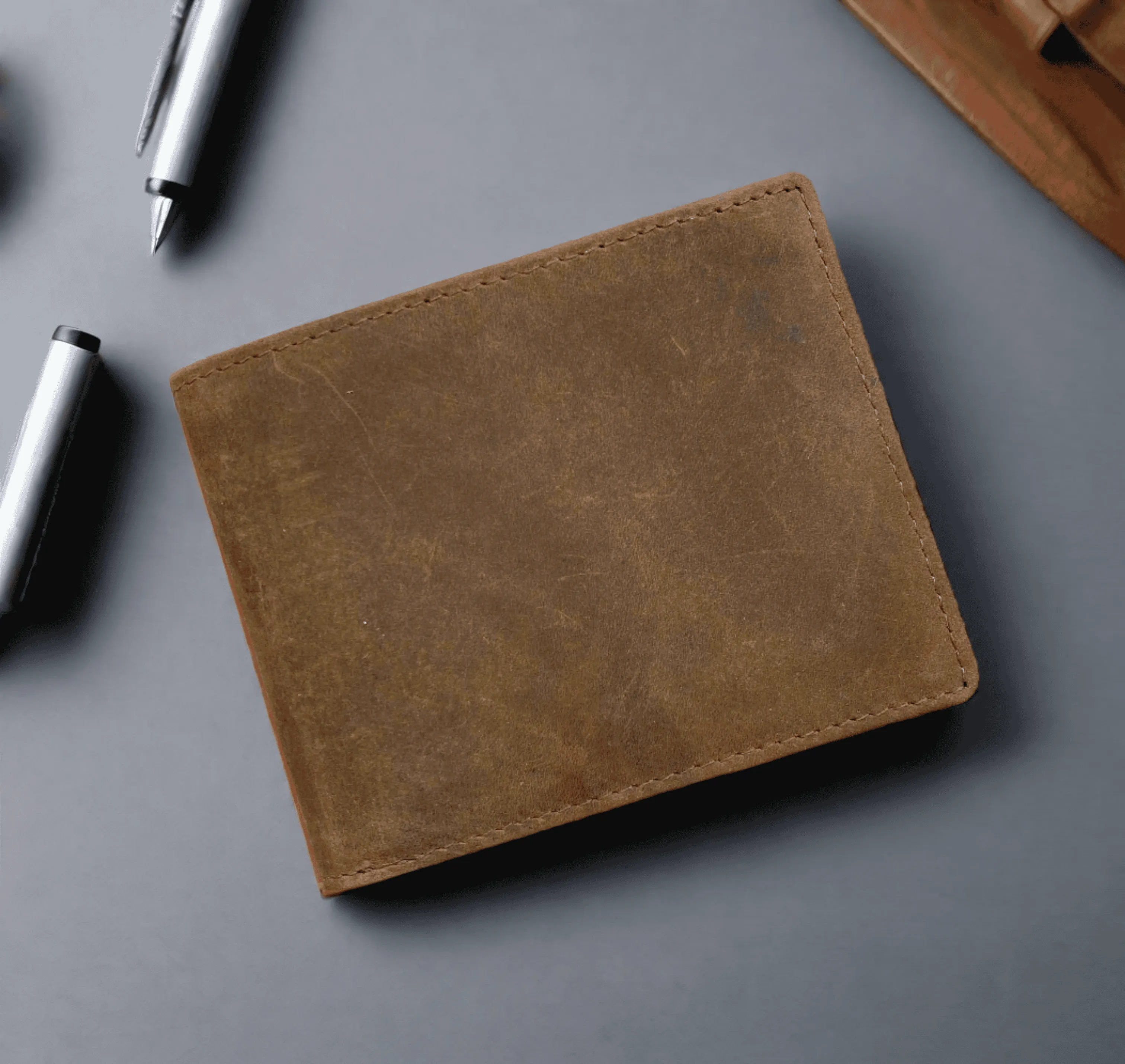 Personalised Brown Vintage Leather Mens Wallet