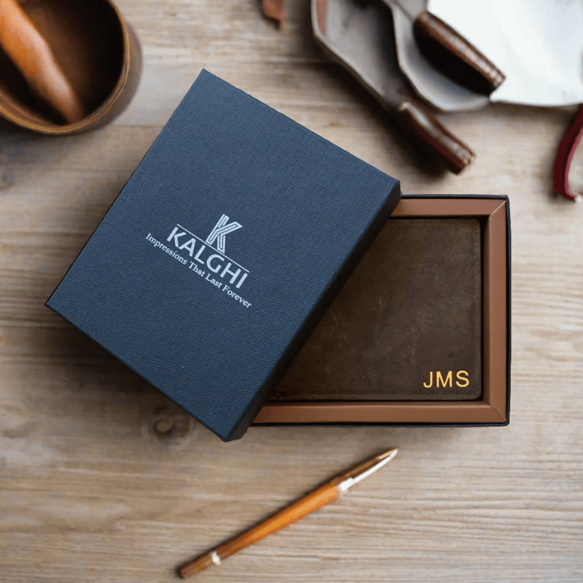 Personalised Brown Vintage Leather Mens Wallet