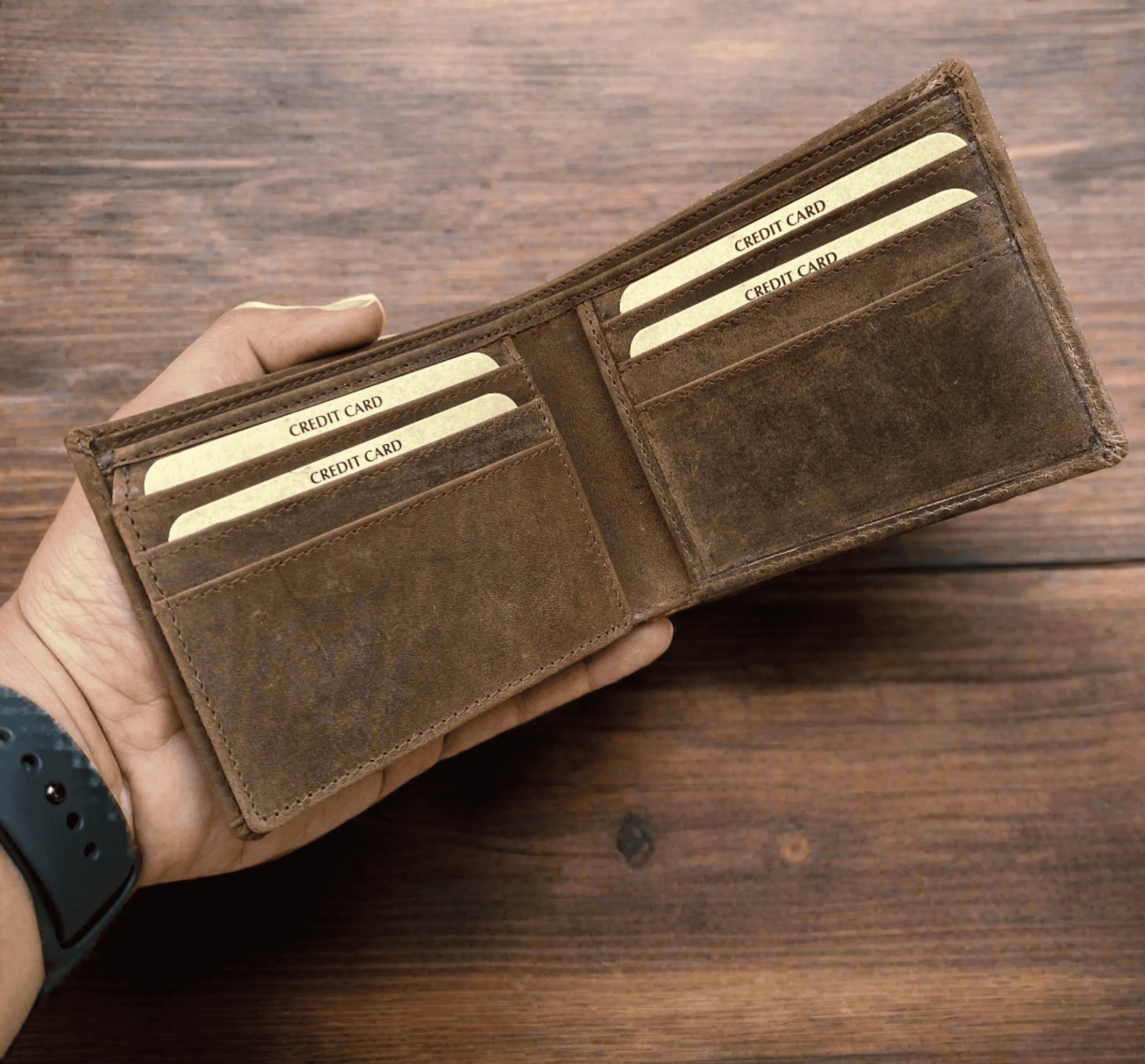 Personalised Brown Vintage Leather Mens Wallet