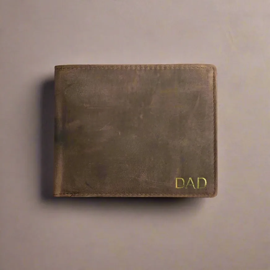 Personalised Brown Vintage Leather Mens Wallet