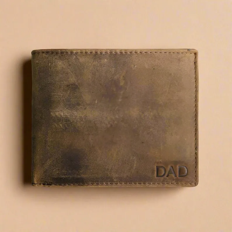 Personalised Brown Vintage Leather Mens Wallet