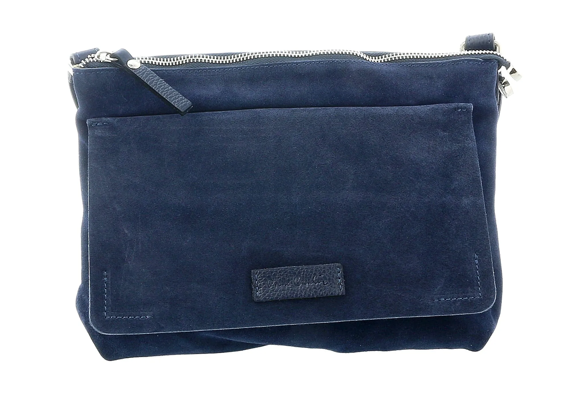 Pierre Cardin Navy Blue Leather Medium Suede Shoulder Bag