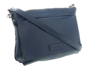 Pierre Cardin Navy Blue Leather Medium Suede Shoulder Bag