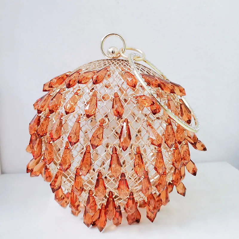 Pre Order:  Waterdrop Acrylic Circular Metal Birdcage Hand-Held Bag