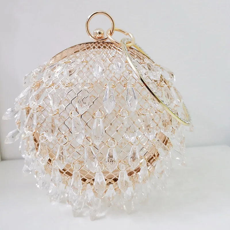 Pre Order:  Waterdrop Acrylic Circular Metal Birdcage Hand-Held Bag