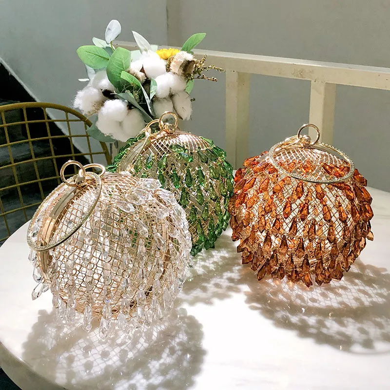 Pre Order:  Waterdrop Acrylic Circular Metal Birdcage Hand-Held Bag