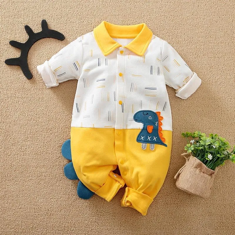 Premium 6 Dinosaur Pattern Bodysuit for Baby Boys
