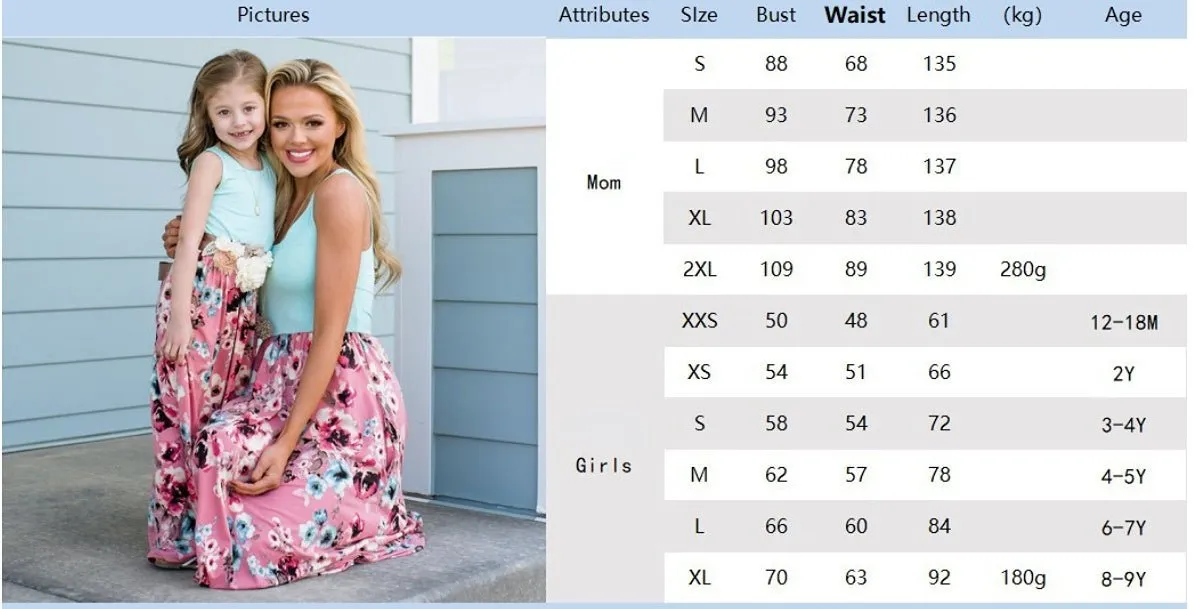 Summer Sleeveless Floral Print Dress for Mom and Me