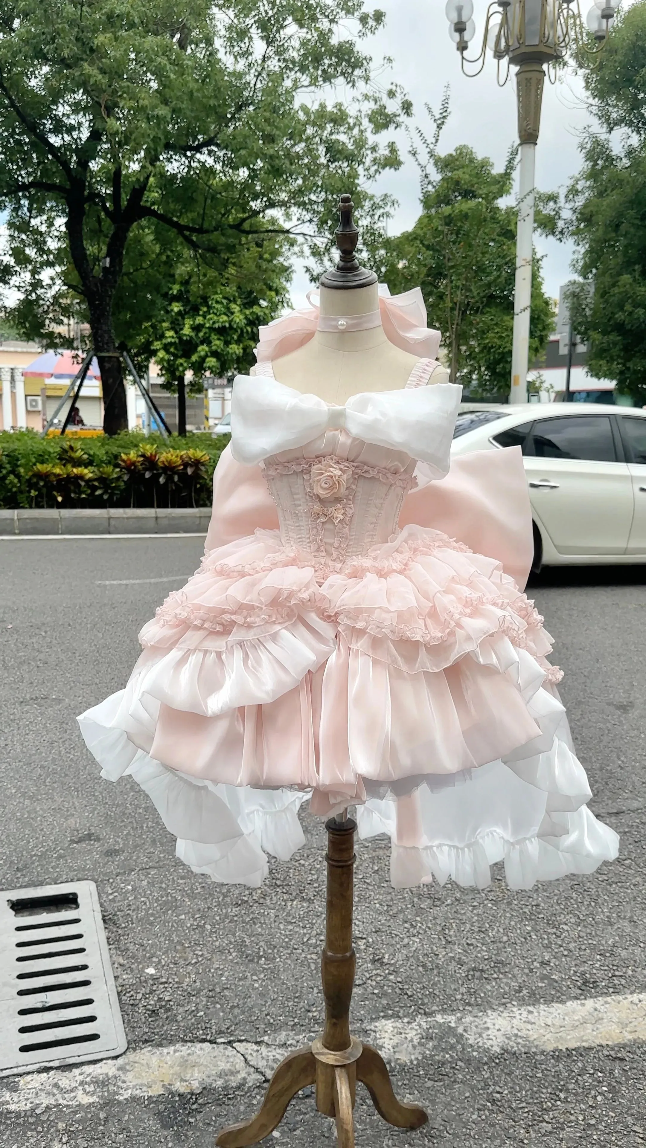 TAVIMART  -  Elegant Princess Lolita Dress French Graceful Pink Strapless Dress for Women Summer Retro Three-Dimensional Flower Mini Dress