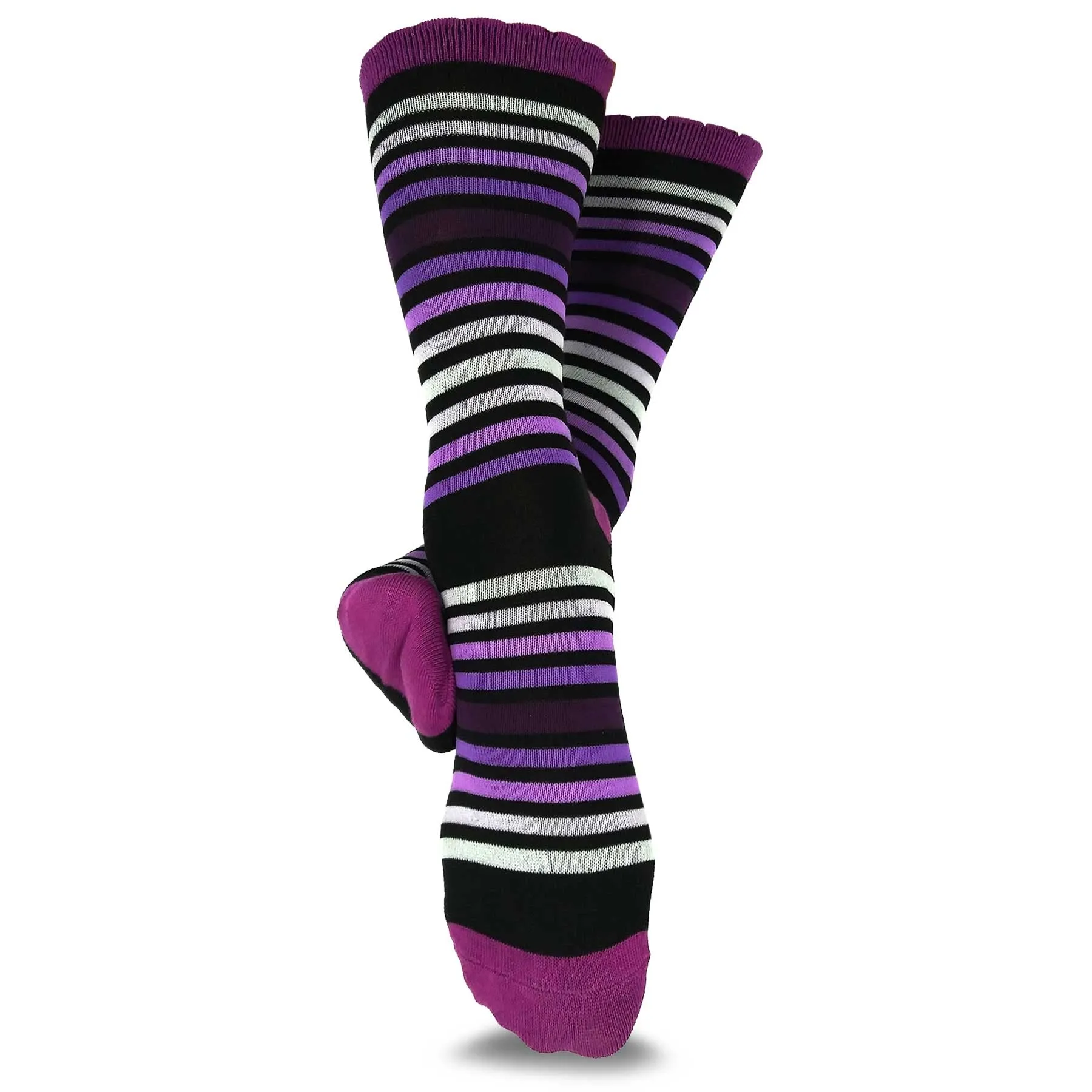 TeeHee Socks Women's Casual Polyester Crew Multi Scallop 6-Pack (11632)