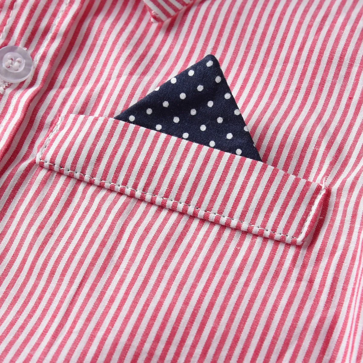 Toddler Boy Lapel Collar Button Design Short-sleeve Shirt