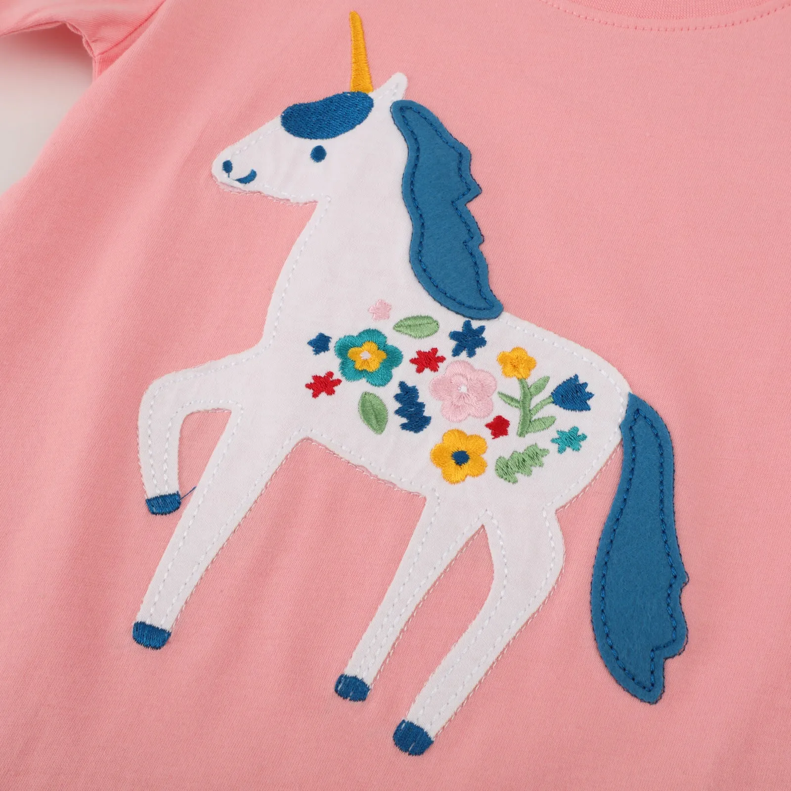 Toddler Girl's Floral Unicorn Print T-shirt