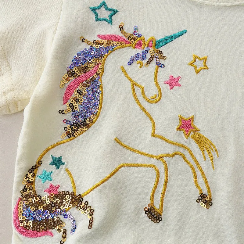 Toddler Girl's Unicorn Print Dress