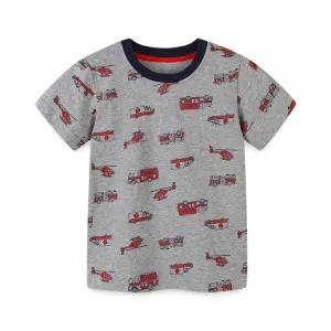 Toddler/Kid Boy's Allover Vehicle and Helicopter Print T-shirt