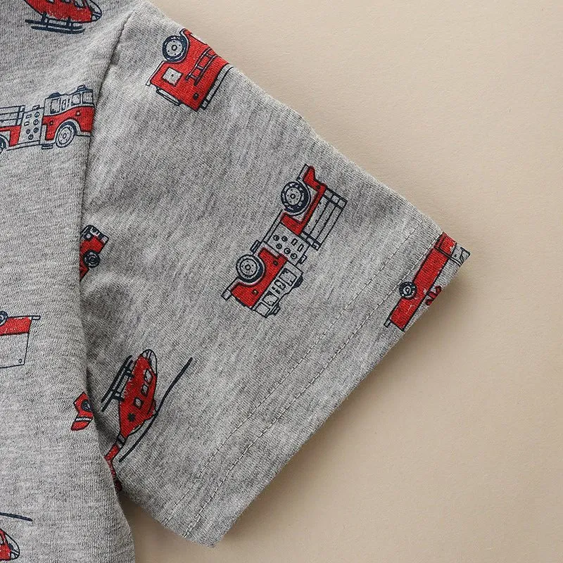 Toddler/Kid Boy's Allover Vehicle and Helicopter Print T-shirt