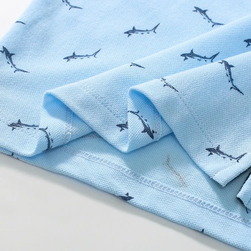 Toddler/Kid Boy's Sharks Print Design Polo Blue Shirt