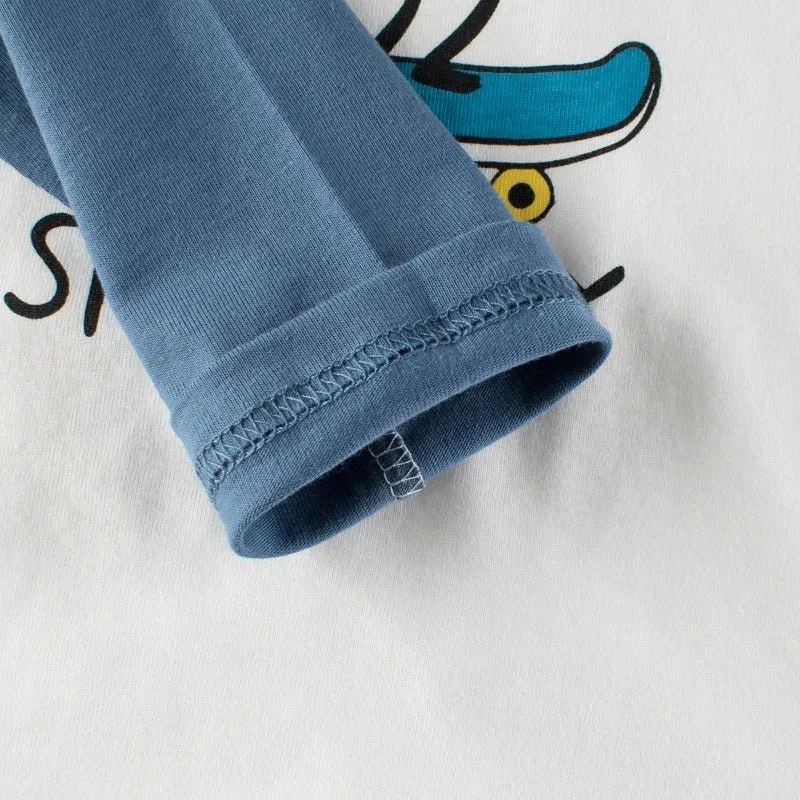 Toddler/Kid Boy's Skateboy Print Design White T-shirt