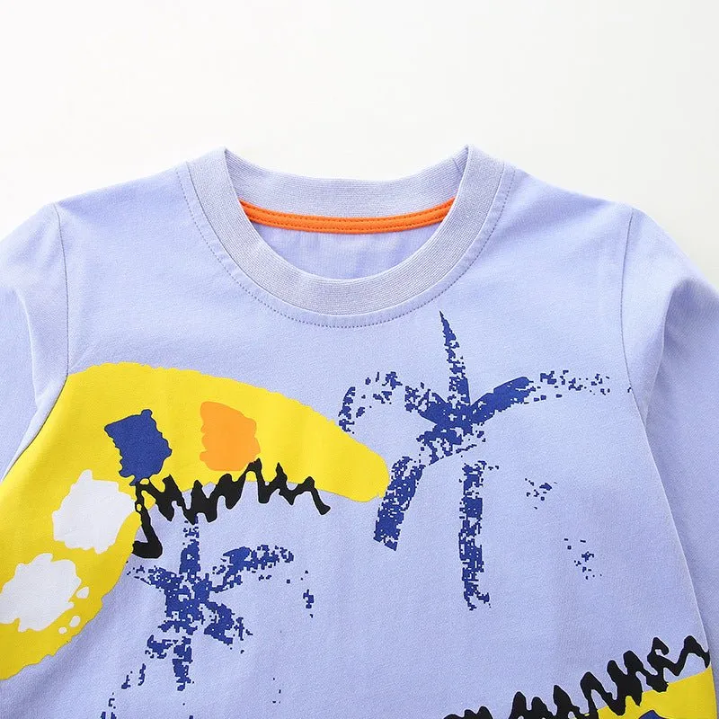 Toddler/Kid Cartoon Crocodile Print Purple Long Sleeve Shirt
