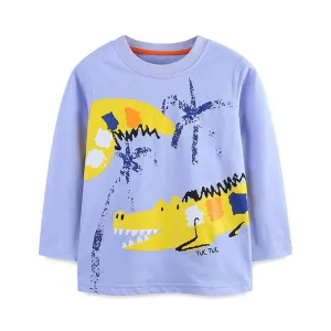 Toddler/Kid Cartoon Crocodile Print Purple Long Sleeve Shirt