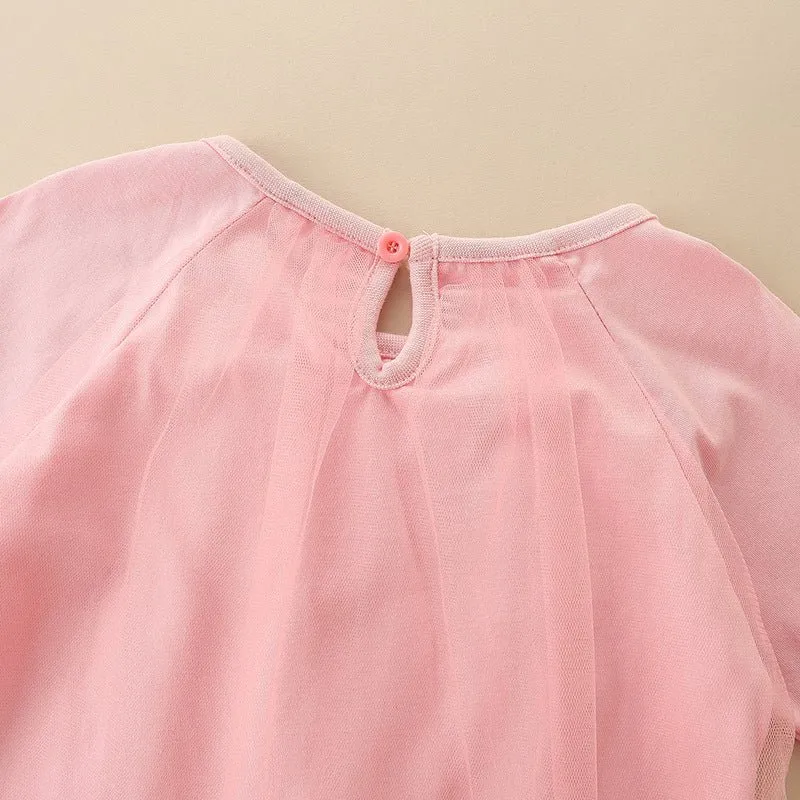 Toddler/Kid Girl Colorful Stars Pink Long Sleeve Dress