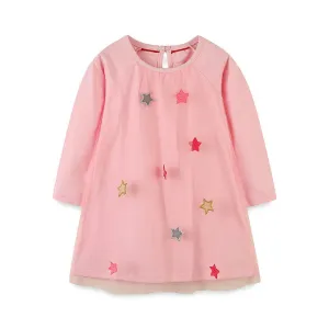 Toddler/Kid Girl Colorful Stars Pink Long Sleeve Dress