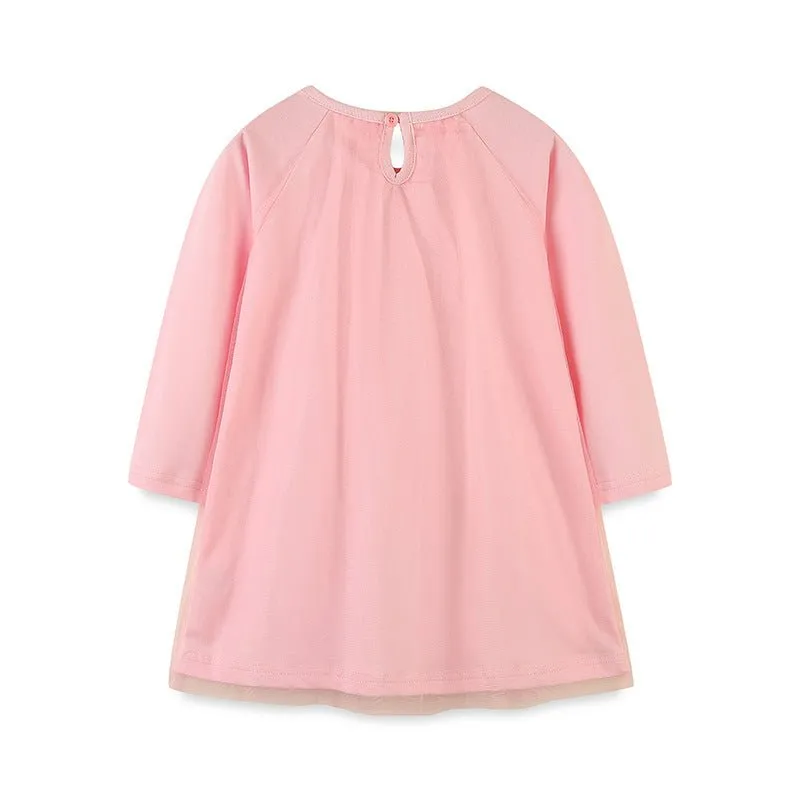 Toddler/Kid Girl Colorful Stars Pink Long Sleeve Dress