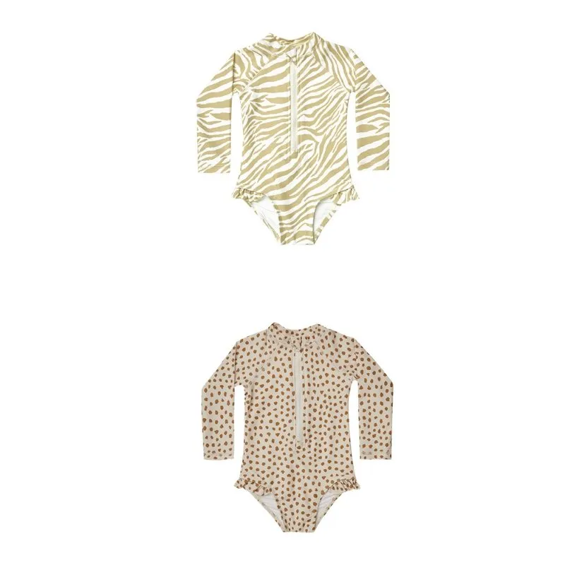 Toddler/Kid Girl Mix Prints Long Sleeve One-Piece Swimsuit (2 Designs)