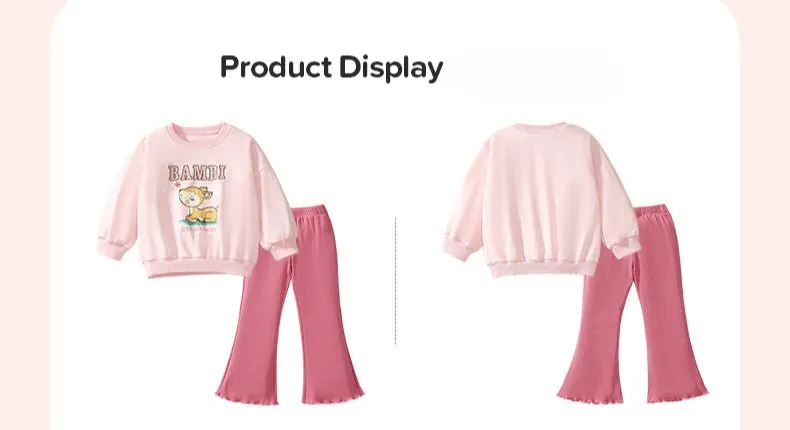Toddler/Kid Girl's Bambi Print Design Sweatshirt with Pants Set