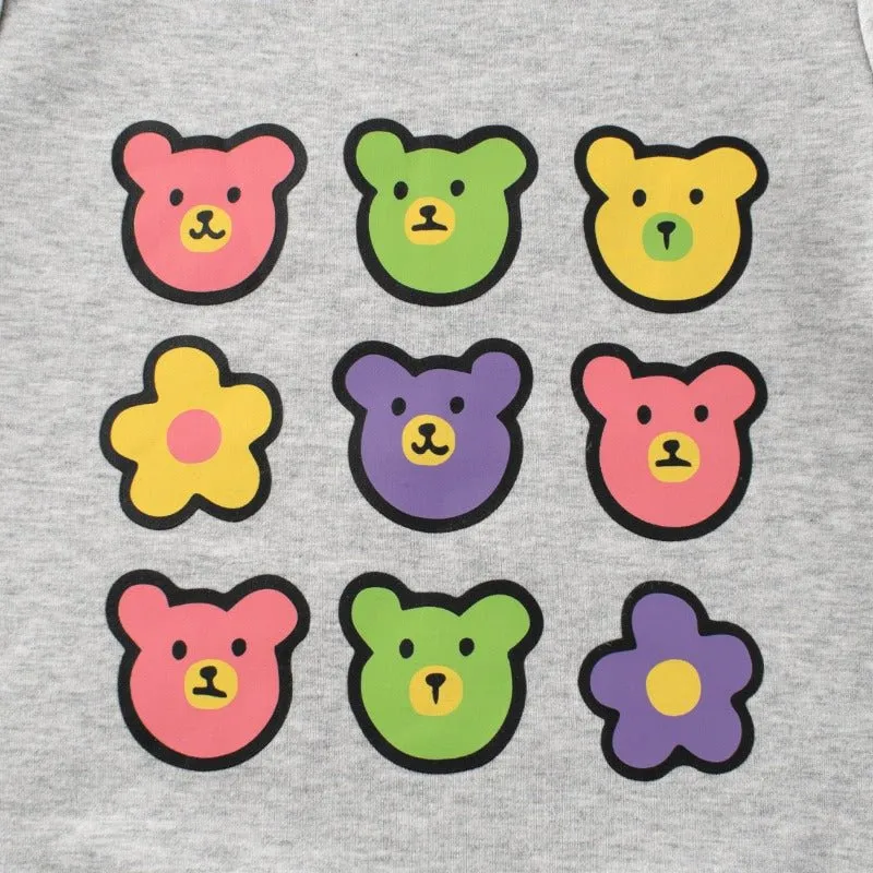 Toddler/Kid Girl's Bear Design Gray Sweatshirt