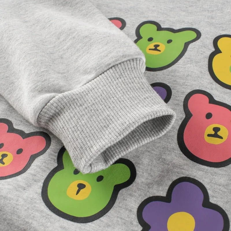 Toddler/Kid Girl's Bear Design Gray Sweatshirt