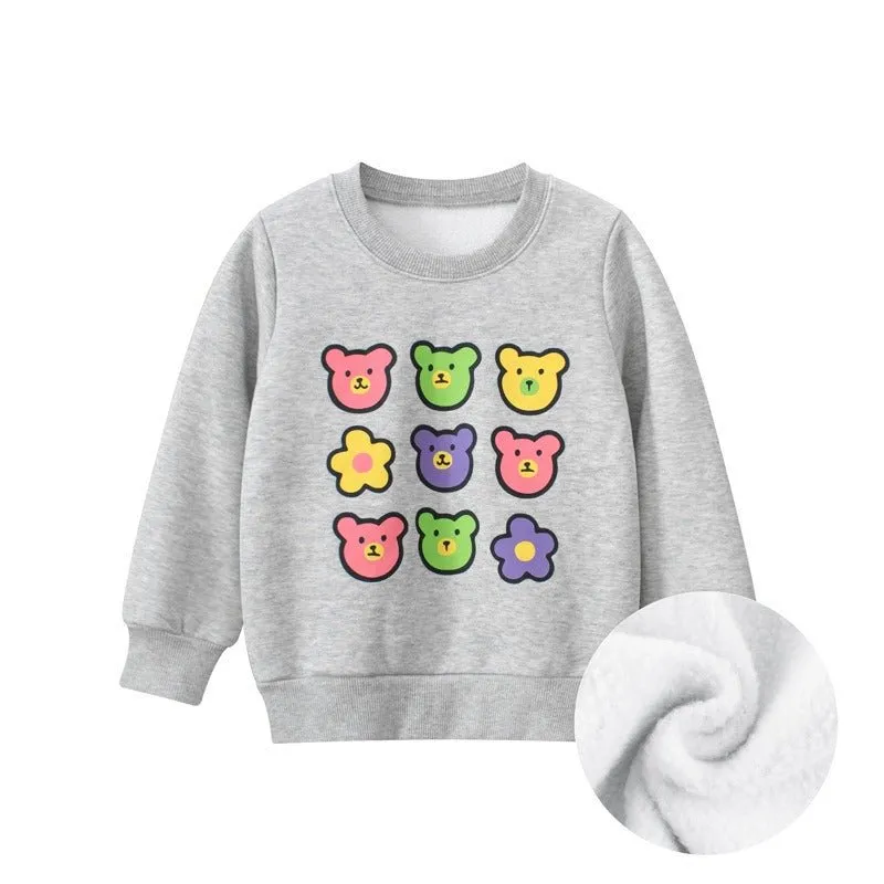 Toddler/Kid Girl's Bear Design Gray Sweatshirt